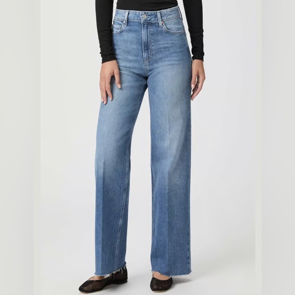 PAIGE Anessa Two-Tone Blue Wide Leg Jeans